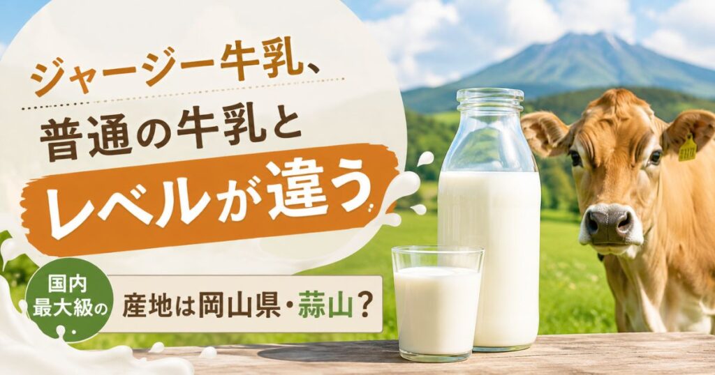 ジャージー牛乳と一般的な牛乳の違いをイメージしたアイキャッチ