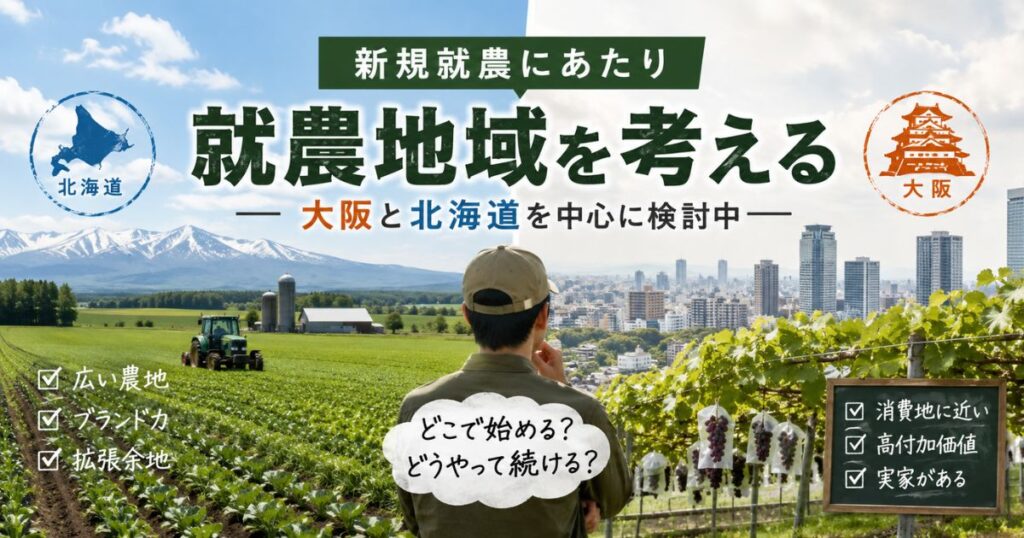 北海道と大阪の農業イメージを比較した新規就農検討イメージ