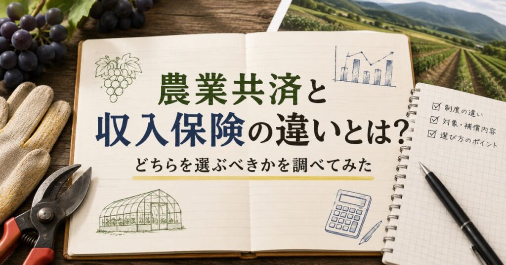 農業共済と収入保険の違いを比較するイメージ