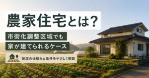 農家住宅と市街化調整区域の関係を解説するイメージ