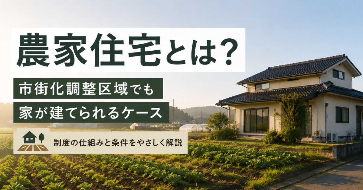 農家住宅と市街化調整区域の関係を解説するイメージ