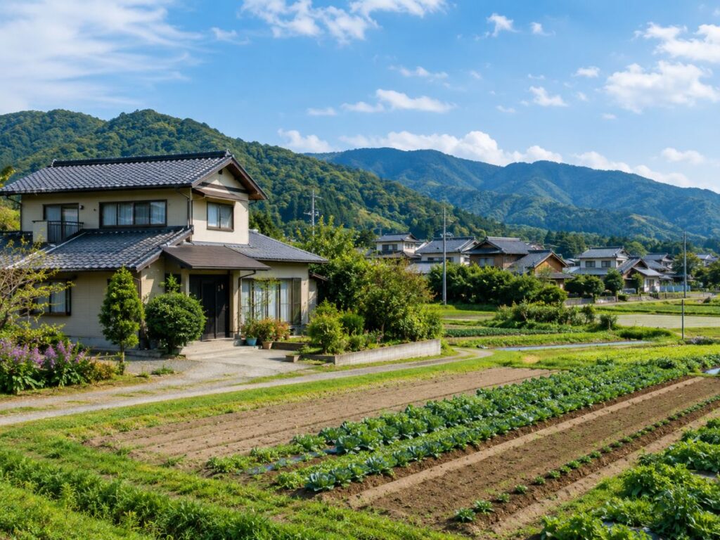 農地の近くに建つ農家住宅のイメージ