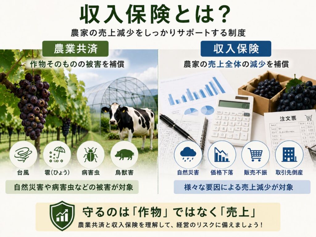 農業共済と収入保険の違いを比較した図解