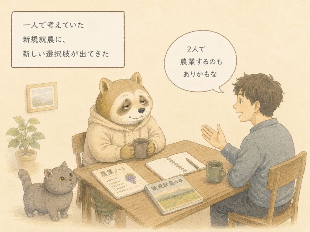 一人での新規就農を考えていた中で友人と2人で農業をする可能性が出てきた話