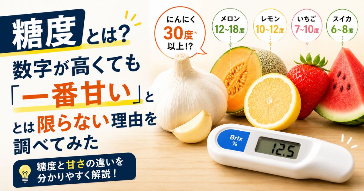 糖度とは何かをにんにく・メロン・レモン・いちご・スイカで比較した画像