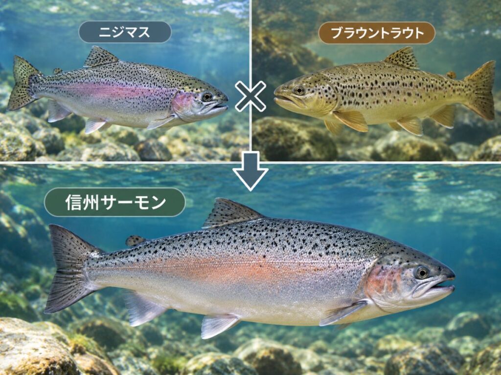 ニジマスとブラウントラウトの交配から生まれる信州サーモン