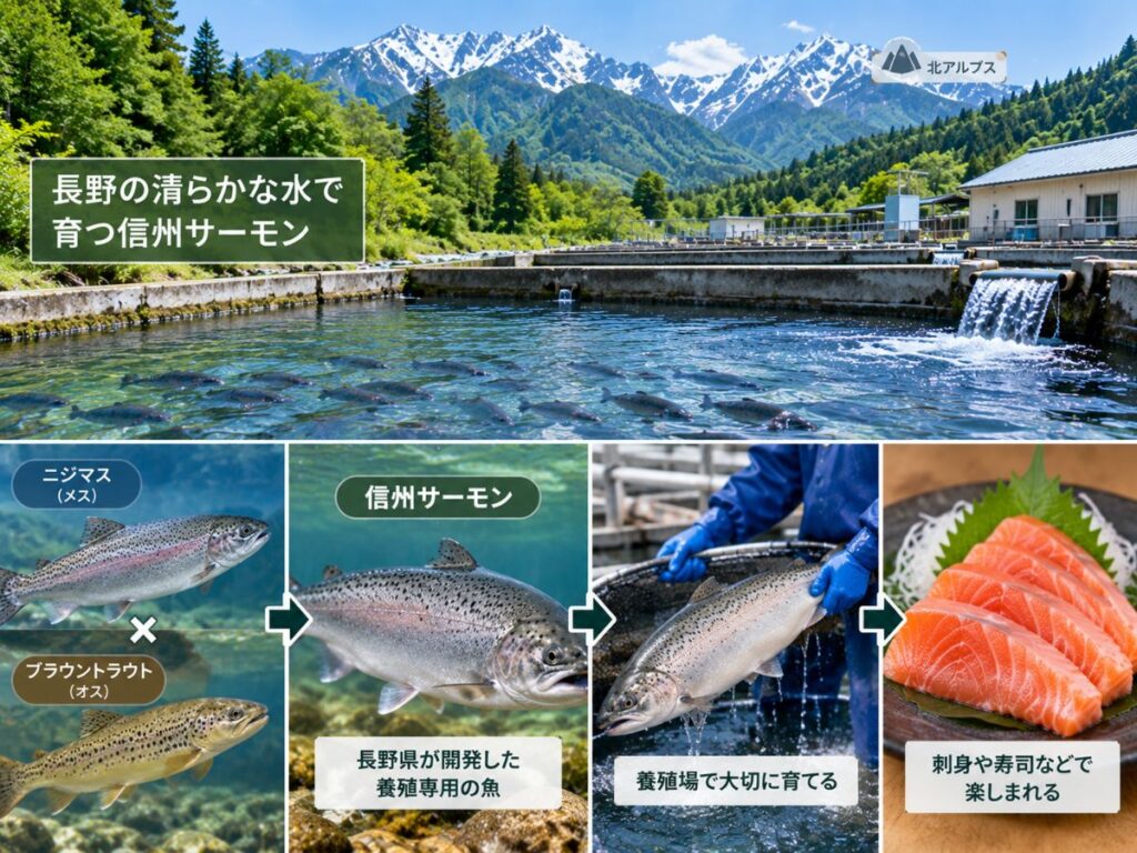 長野県で養殖された信州サーモンが出荷され刺身として食べられるまで
