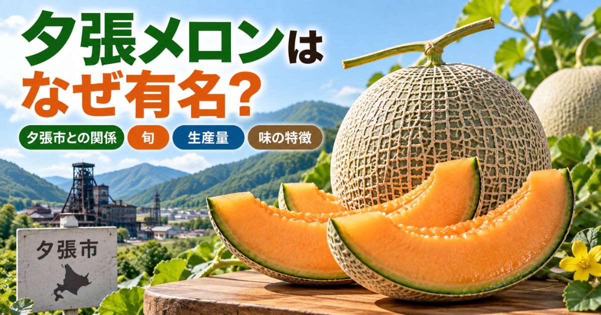 夕張メロンが有名な理由と夕張市との関係、旬、生産量、味の特徴を紹介するアイキャッチ画像